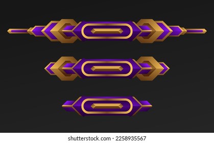 Violet and gold border game level bars template for game ui design