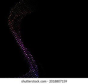 Violet gradient dotted halftone curved line. Vector illustration.