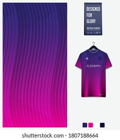 Violet gradient geometry shape abstract background. Fabric textile pattern design for soccer jersey, football kit, racing, e-sport, sport uniform. T-shirt mockup template design. Vector Illustration.