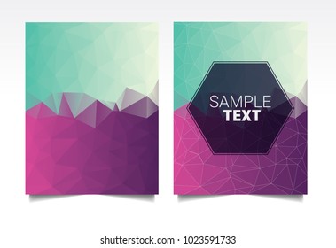 violet gradient polygonal covers design. Minimal geometric pattern