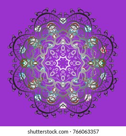 Violet, gray and blue icon silhouette. Snowflake winter isolated on violet, gray and blue colors. For Christmas design. Vector illustration. New Year sign. Symbol of celebration.