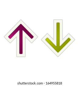 The violet and the green arrows with white stroke and subtle shadow / Glossy arrows / Arrows