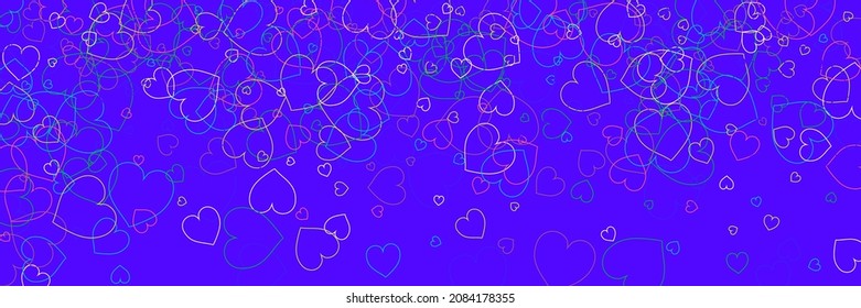 Violet Green Bright Modern Art Pattern. White Party Colorful Pink Rainbow Art Illustration. Confetti Transparent Neon Love Hearts Style. Blue Purple Multicolor Vector Red Romantic Background.