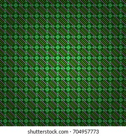 Violet, green and brown background. Geometric background with rhombus, dots and nodes. Vector seamless pattern. Seamless geometric pattern. Colorful texture. Abstract geometric pattern.