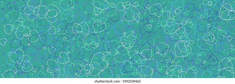 Violet Green Purple Azure Multicolor Simple Romantic Pic. Party White Vivid Confetti Bright Modern Design. Vibrant Turquoise Love Ornamental Fabrics. Blue Neon Silhouettes Colorful Hearts Style.