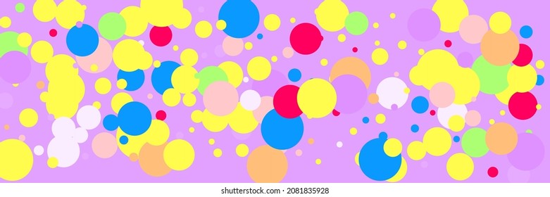 Violet Green Yellow Red Dark Pink Illustration. Children Vibrant Purple Rainbow Blue Vivid Composition. Beige Light Multicolor Kids Play Print. Lavender Pastel Color Bright Circles Background.