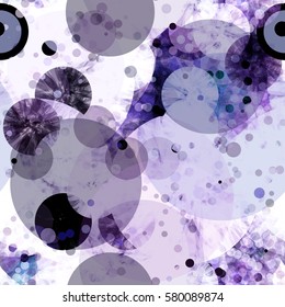 Violet and grey seamless texture. Circles and dots. 