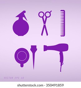 Violet Hairdressing icon set. Vector 