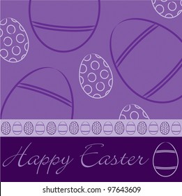 Violet 'Happy Easter' hand drawn egg card in vector format.