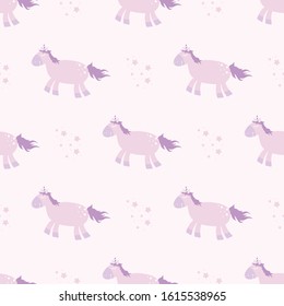 Violet happy unicorn seamless pattern