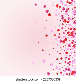 Violet Heart Background Pink Vector. Wallpaper Pattern Confetti. Tender February Illustration. Red Confetti Random Frame. Pinkish Bright Texture.