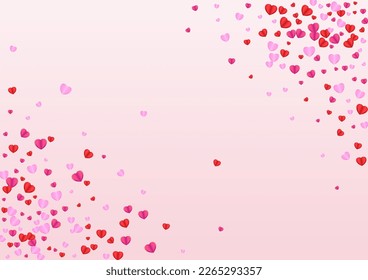 Violet Heart Background Pink Vector. Greeting Pattern Confetti. Fond February Illustration. Tender Confetti Cute Frame. Lilac Volume Backdrop.