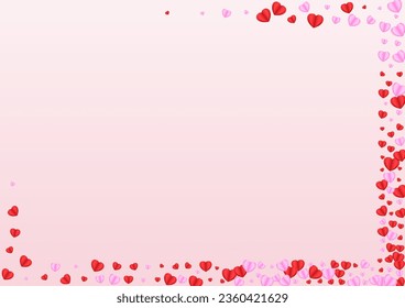 Violet Heart Background Pink Vector. Design Illustration Confetti. Red Happy Texture. Fond Heart Day Frame. Tender Folded Pattern.