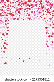 Violet Heart Background Transparent Vector. Wedding Texture Confetti. Red Amour Backdrop. Fond Confetti Abstract Illustration. Pink Shape Pattern.