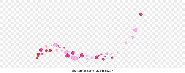 Violet Heart Background Transparent Vector. Art Texture Confetti. Red Decor Frame. Fond Confetti Romance Illustration. Tender February Backdrop.