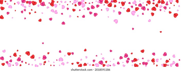Violet Heart Background White Vector. Love Backdrop Confetti. Red Romance Illustration. Fond Heart Random Texture. Pink Day Frame.