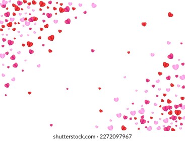 Vector blanco de fondo de corazón violento. Confetti de patrón de tarjeta. Ilustración de corte rosado. Marco rojizo de confetti. Textura de la boda de la licitación.