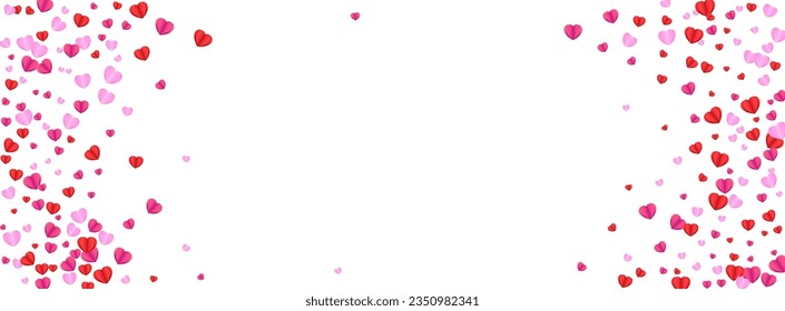 Violet Heart Background White Vector. Paper Illustration Confetti. Red Color Pattern. Pink Heart Mother Backdrop. Fond Design Texture.