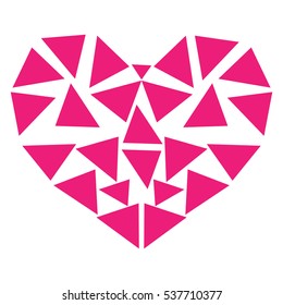 Violet heart drawn in triangulation style without background.Vector eps 10