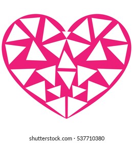 Violet heart drawn in triangulation style without background.Vector eps 10