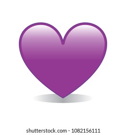 Violet Heart Emoji Vector Isolated