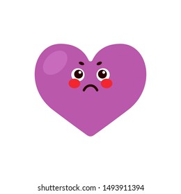 violet heart face cute isolated on white