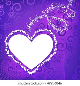 violet heart frame with curly elements