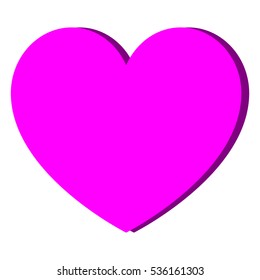 Violet heart with shadow .Vector eps 10