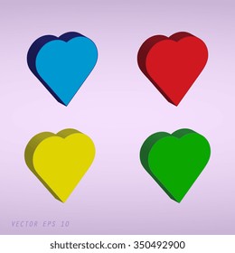 Violet Heart valentine icon set vector illustration