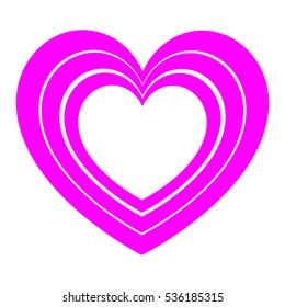 Violet hearts in each other and white heart in centre. Vector eps 10
