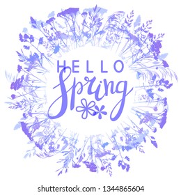 Violet herbal round frame for Your spring design