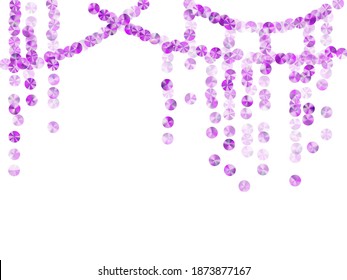 Violet holografischen metallischen Farbverlauf Konfetti Sequins Vektorstreuer. Polierte Dekorpartikel. Bannerhintergrund mit Metall-Farbverlauf-holografische Textur Konfetti Elemente.