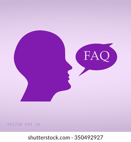 Violet human profile picture with FAQ icon 