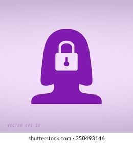 Violet human profile picture with lock icon