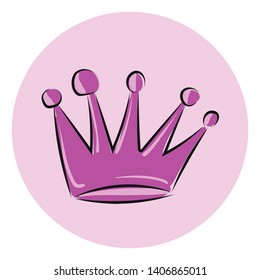 A violet icon crown which looks royal and majestic, vector, color drawing or illustration. 