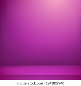 Violet illuminated room. Vector illustration. Advertising template