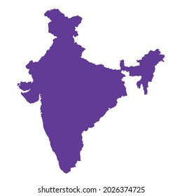 imagen vectorial del mapa nacional de la india violeta en fondo blanco