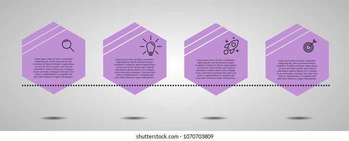 Violet infographic  with four options, icons. Vector illustration.