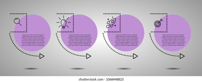 Violet infographic with four options. Presentation template.