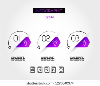 violet infographic three arrows, infographic concept