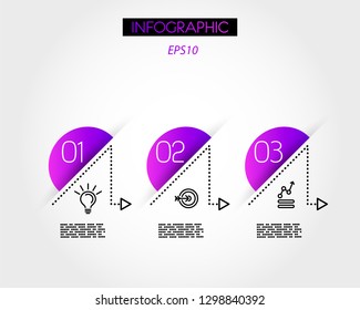 violet infographics with three archs, option concept