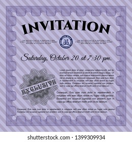 Violet Invitation. Artistry design. With complex background. Customizable, Easy to edit and change colors. 