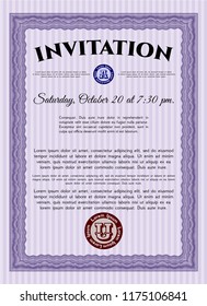 Violet Invitation. Artistry design. Customizable, Easy to edit and change colors. Complex background. 
