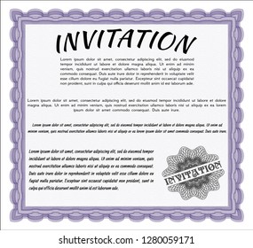 Violet Invitation. Artistry design. Vector illustration. Complex background. 