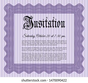 Violet Invitation. Artistry design. Vector illustration. With linear background. 