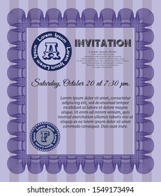 Violet Invitation. Artistry design. Vector illustration. With complex background. 