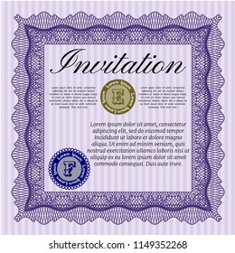 Violet Invitation. With background. Retro design. Detailed. 