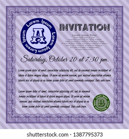 Violet Invitation. With background. Superior design. Customizable, Easy to edit and change colors. 
