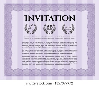 Violet Invitation. With background. Vector illustration. Good design. 