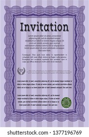 Violet Invitation. With background. Vector illustration. Perfect design. 